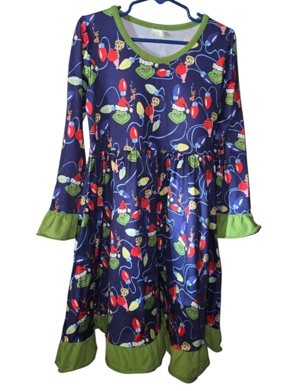 Grinch and Cindy Lou Who Girl's Long Sleeve Dress Size 7-8T